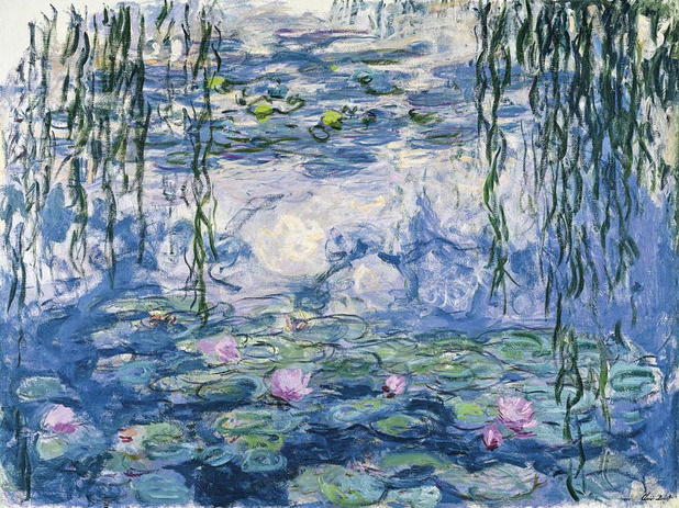 Claude Monet presenteert waterlelies en blauweregen